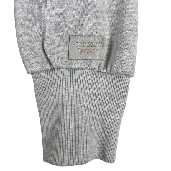 Vintage Victorias Secret Satin Lined Hoodie M | Gray Taupe Zip Up Y2K Loungewear - Picture 10 of 14